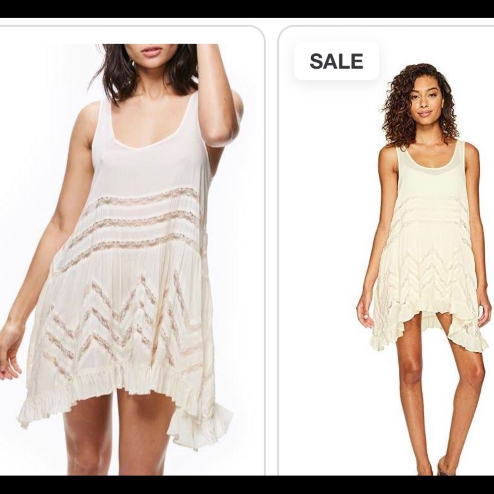 FREE PEOPLE CREAM SLIP Tunic